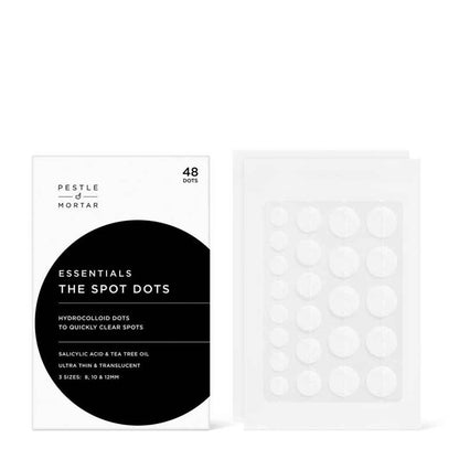 Pestle & Mortar Essentials The Spot Dots | spot-zapping | hydrocolloid dots | clearer skin | blemish-free skin | overnight treatment | accelerated healing | skin-friendly.