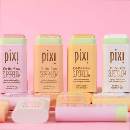 PIXI On-the-Glow SuperGlow | Hydrating solid balm highlighter | Formulated with Ginseng, Aloe Vera, Fruit Extracts | Provides natural highlight | Nourishes skin | dewy glow 