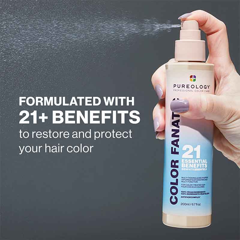  Pureology | Colour Fanatic | Multi-Tasking | Leave-In | Spray | primes | protects | perfects | coloured | 21 benefits | detangling | conditioning | protecting | heat styling