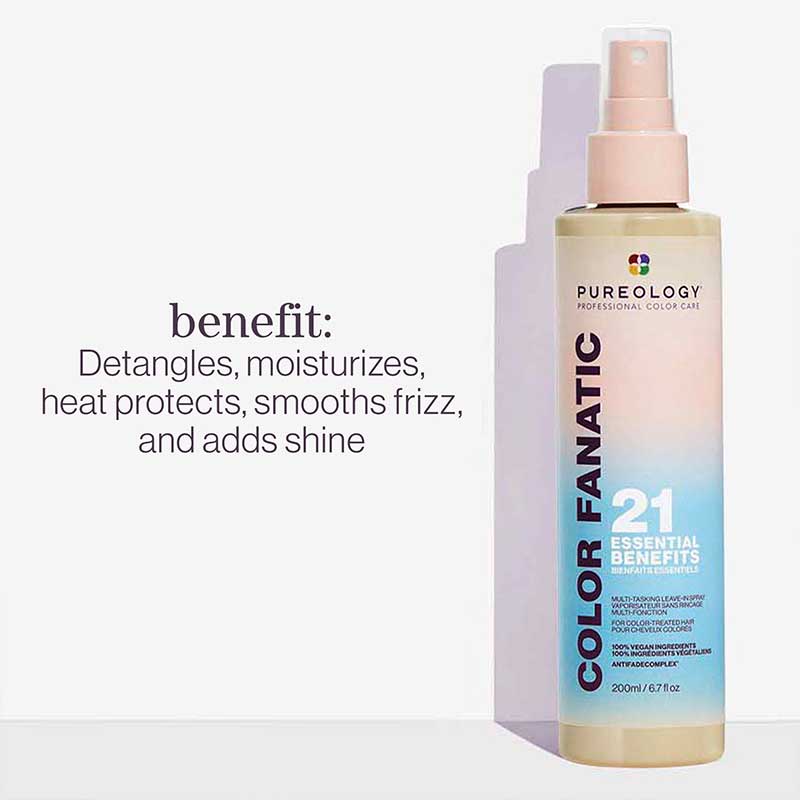 Pureology Colour Fanatic Multi-Tasking Leave-In Spray | primes | protects | perfects | coloured | 21 benefits | detangling | conditioning | protecting | heat styling