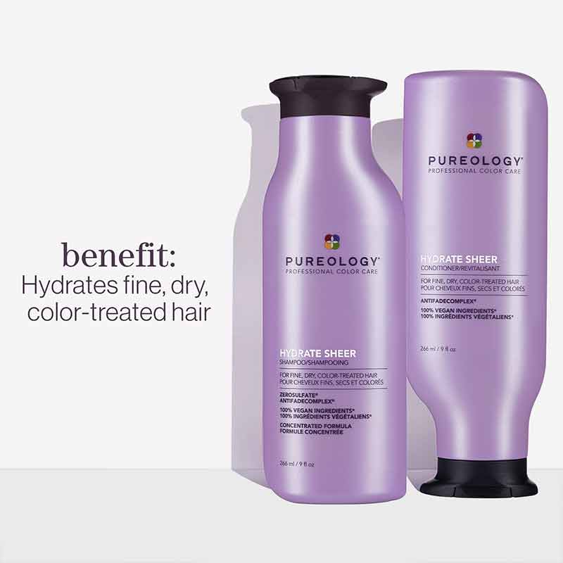 Pureology Hydrate Sheer Shampoo and Conditioner Benefits, hydrating shampoo for fine, dry coloured hair