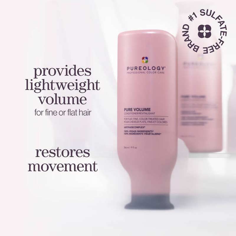 Pureology Pure Volume Conditioner for fine flat coloured hair, sulphate free haircare