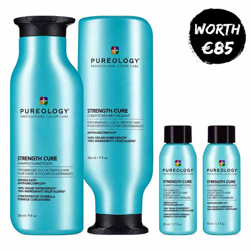 Pureology Strength Cure Home & Away Bundle for Damaged, Coloured Hair