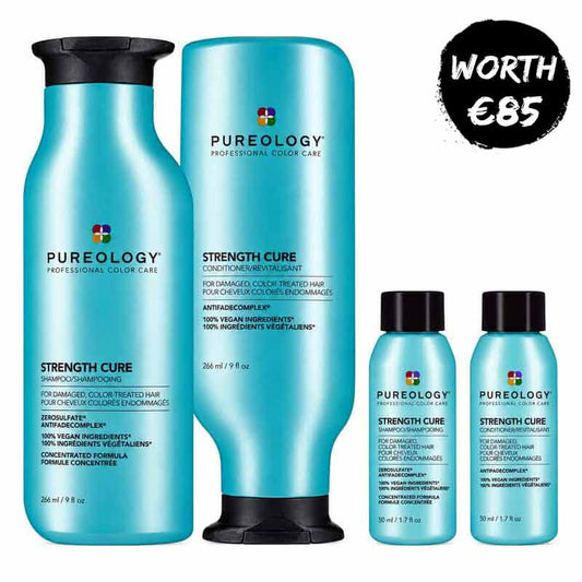 Pureology Strength Cure Home & Away Bundle for Damaged, Coloured Hair