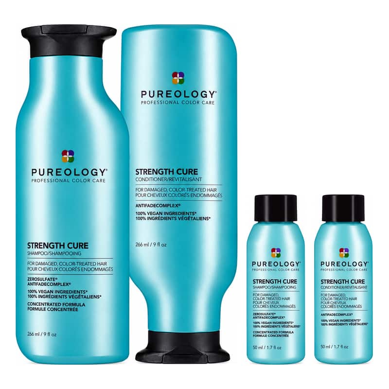 Pureology Strength Cure Home & Away Bundle for Damaged, Coloured Hair