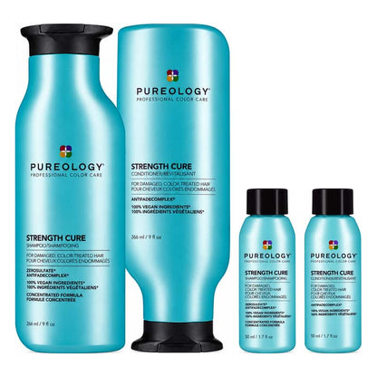 Pureology Strength Cure Home & Away Bundle for Damaged, Coloured Hair