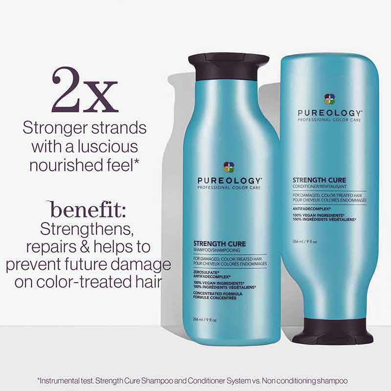 Pureology Strength Cure Shampoo and conditioner infographic
