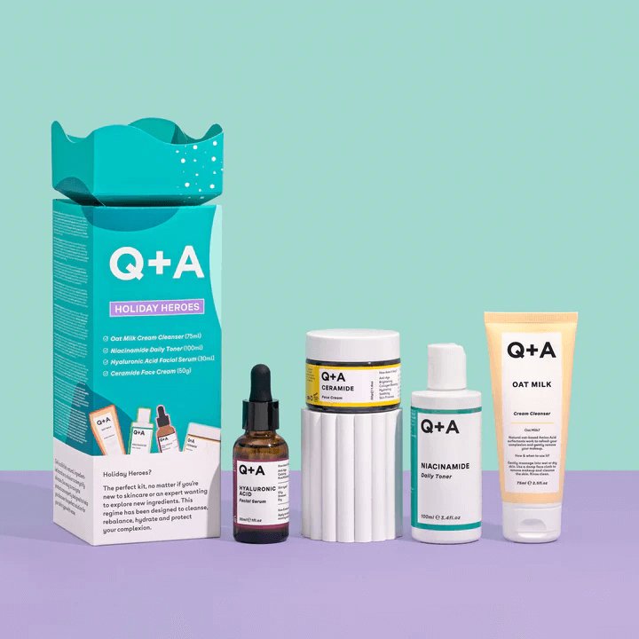 Q+A holiday heroes gift set, ceramide face cream