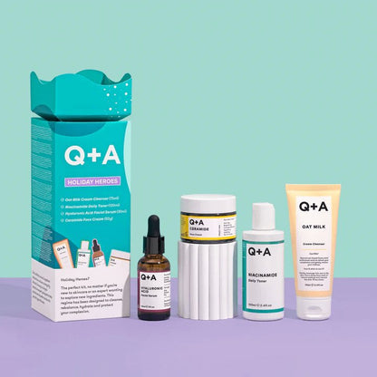 Q+A holiday heroes gift set, ceramide face cream
