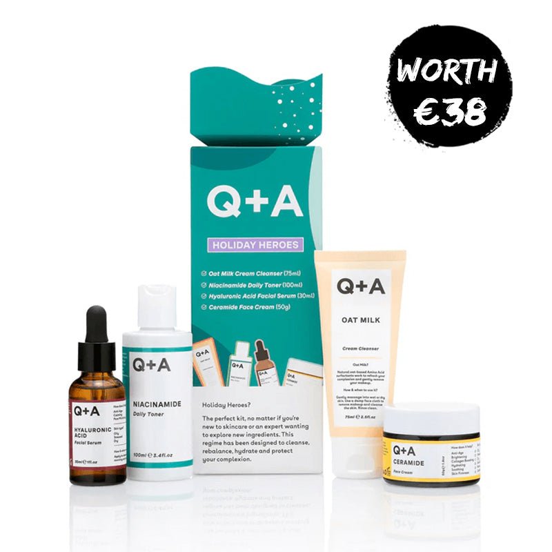 Q+A holiday heroes gift set, oat milk cleanser