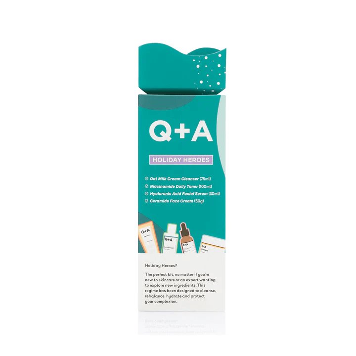 Q+A holiday heroes gift set, niacinamide toner