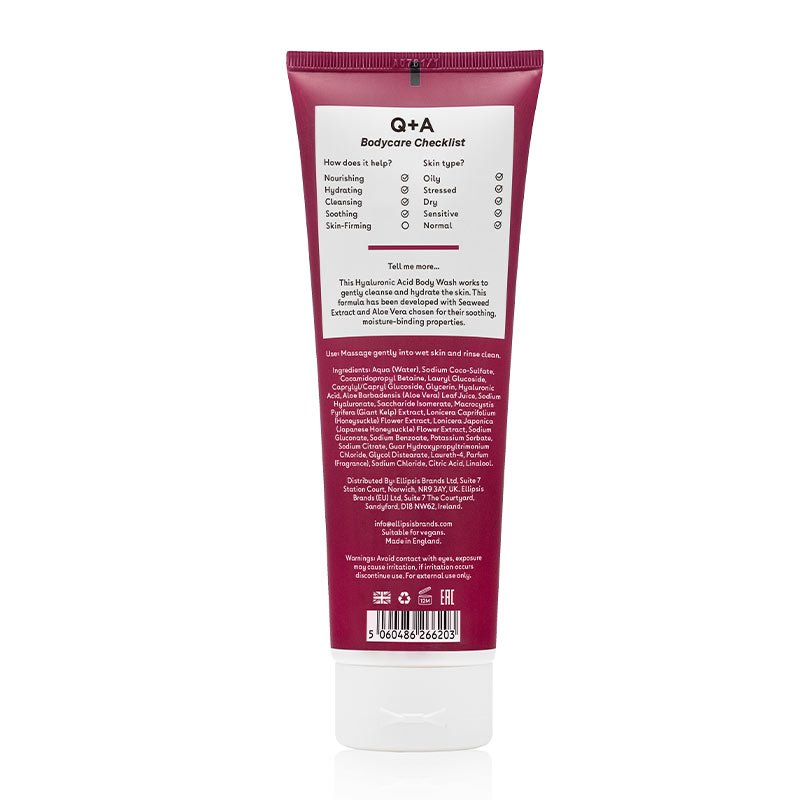 Q+A Hyaluronic Acid Body Wash | bodycare gentle cleanser for the body