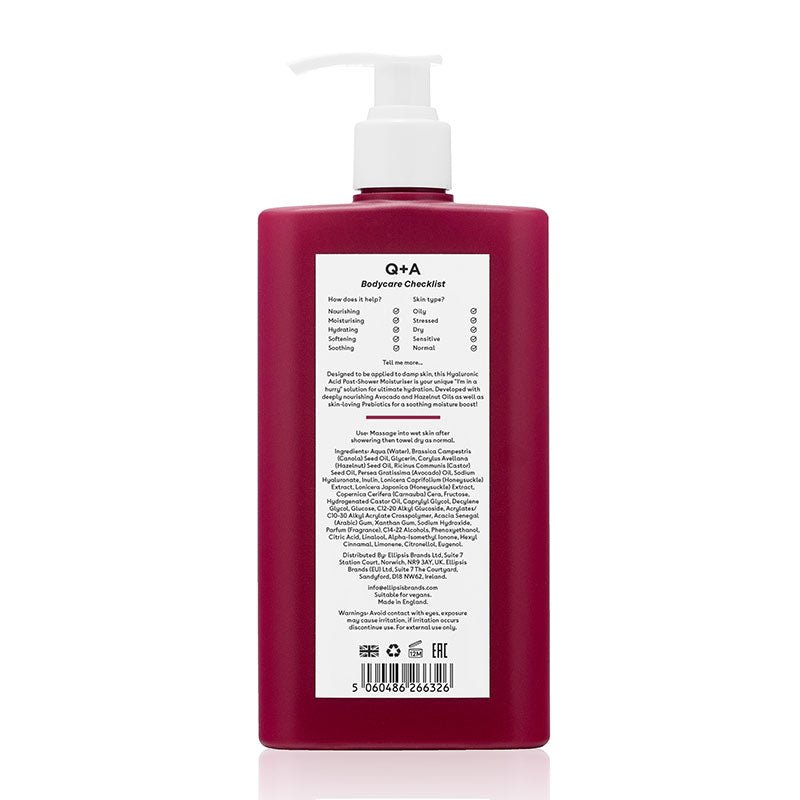 Q+A Hyaluronic Acid Post Shower Wet Skin Moisturiser