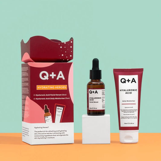 Q+A hydrating heroes gift set, hyaluronic acid serum