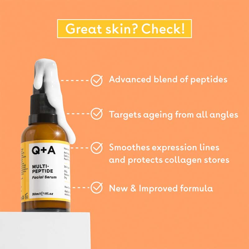 Q+A Multi-Peptide Facial Serum Key Benefits