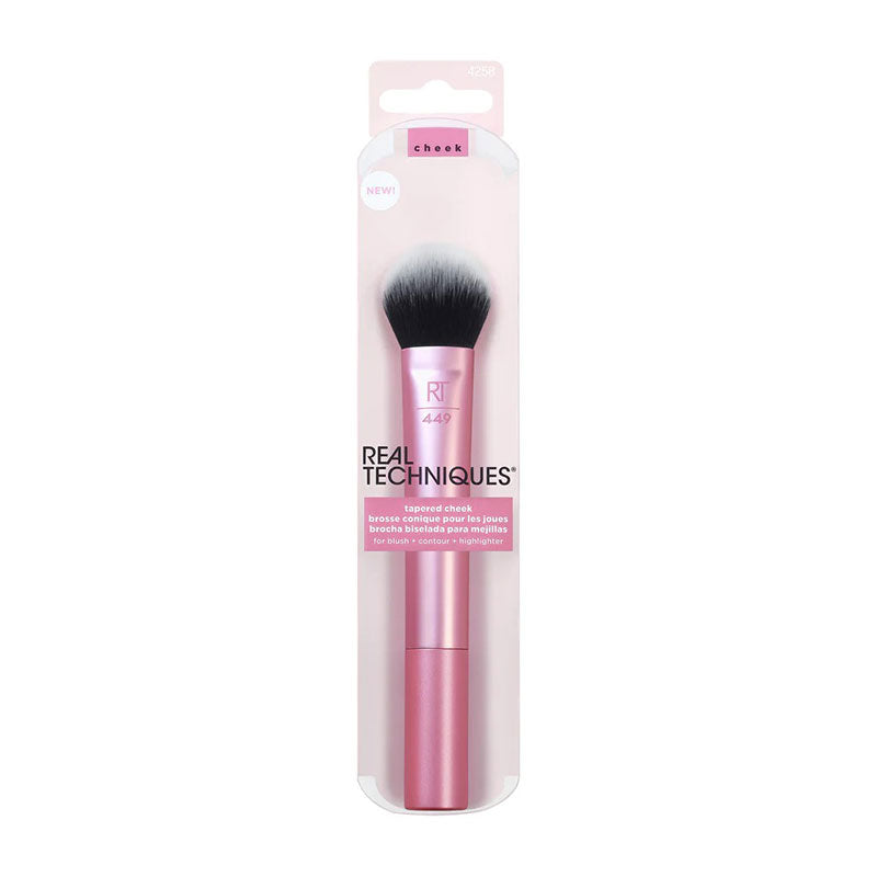 Real Techniques | Tapered | Cheek Brush | small | round | powder | liquid | streak-free | flawless | signature | soft bristles | precision application | cheek | face products