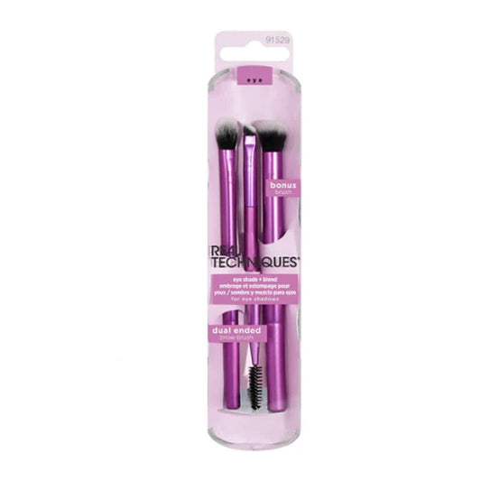  Real Techniques | Eye Shade and Blend | three-piece brush set | higt quality brushes | bristles | create | professional standard | eye looks | shadow brushes | brow brush | definition | colour | dramatic | look