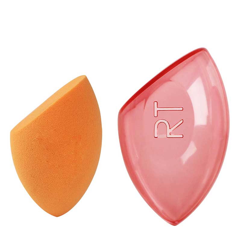 Real Techniques | Miracle Complexion | Sponge | Case | travel | safe | clean | protected | blending | 3-in-1 | multitasker | flawless finish | liquid | cream | natural | glow | latex free | cruelty free