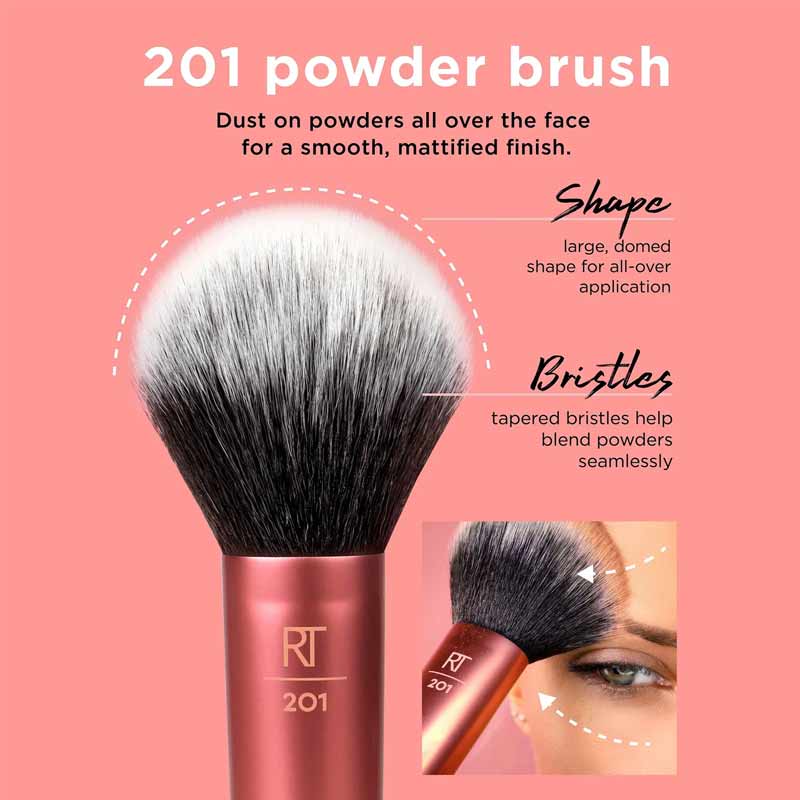  Real Techniques | Powder Brush | ultra-soft face brush | blend | smooth | swipe | makeup | perfect | designed by makeup artists | flawless | synthetic bristles | large | domed shape | application