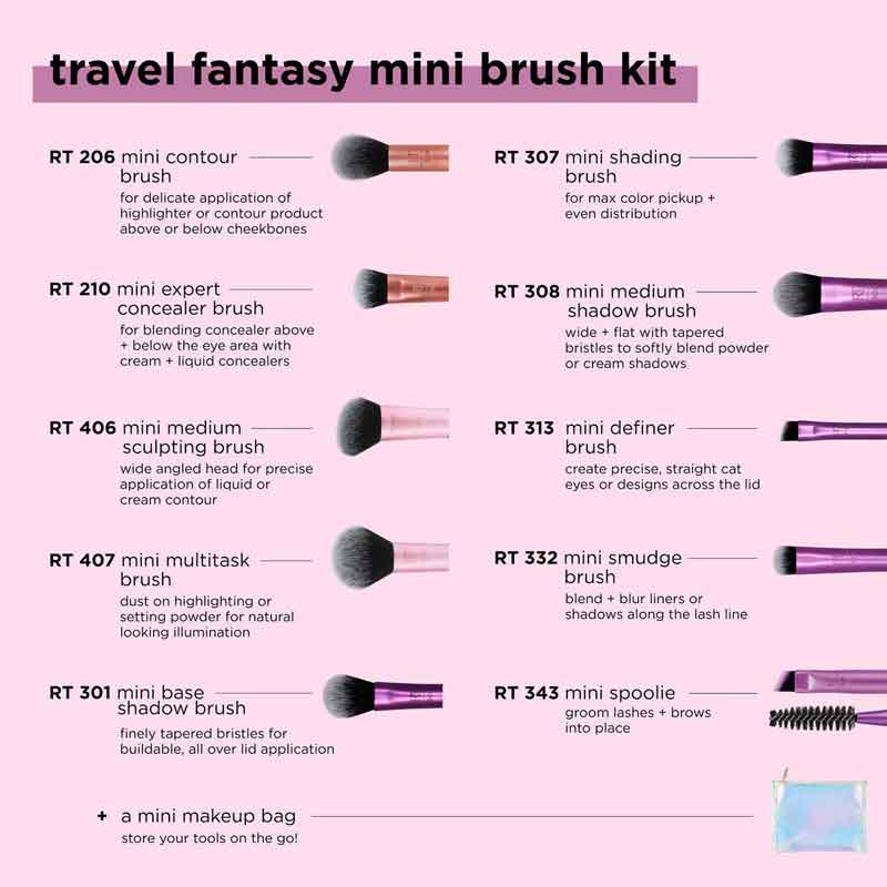 Real Techniques Travel Fantasy Mini Brush Kit, Real Techniques Makeup Brushes