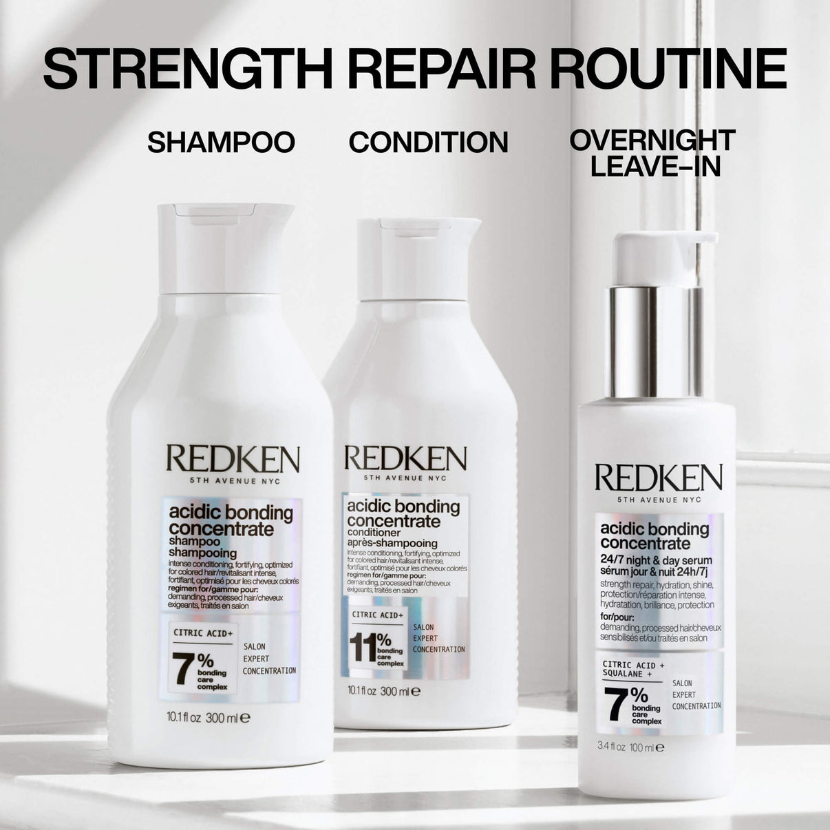 Redken, Redken Acidic Bonding Concentrate 24/7 Day & Night Serum For Damaged Hair, Hair Strengthen Repair Routine