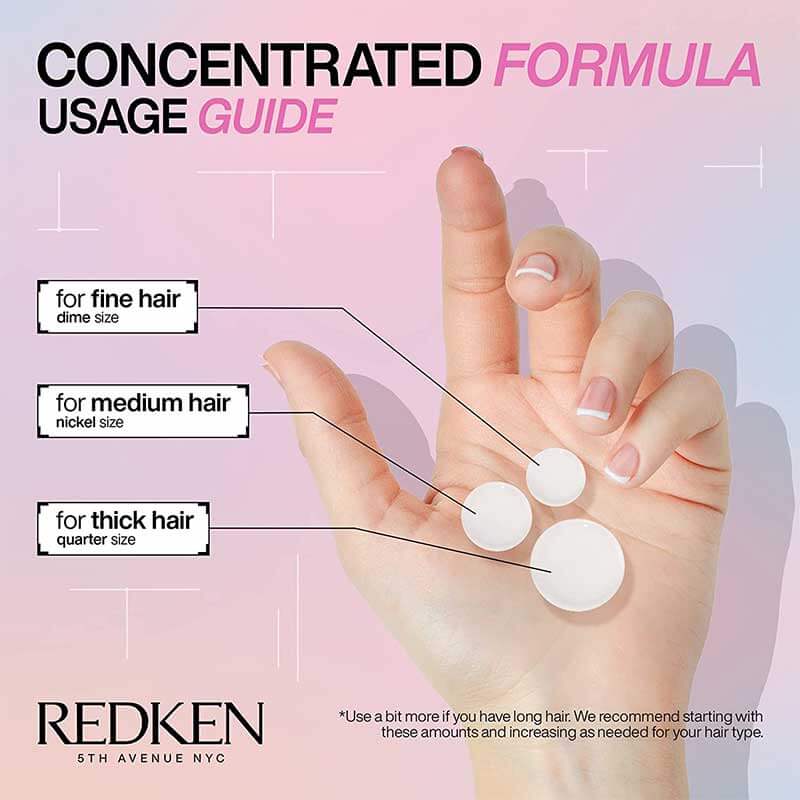 Redken, bond repair hair set, acidic bonding concentrate, concentrated formula usage guide, for fine hair, for medium hair, for thick hair