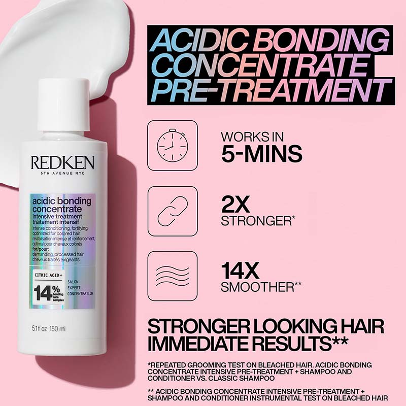 Redken Acidic Bonding Concentrate Intensive Pre-Treatment with 14% Citric Acid + FREE One United Spray 30ml | Leave in conditioner | Leave in treatment | redken abc range | dry hair 