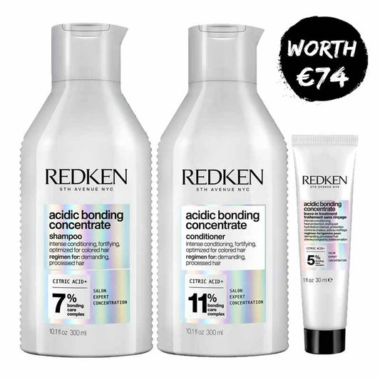 Redken Acidic Bonding Concentrate Shampoo & Conditioner + FREE Leave-In Treatment