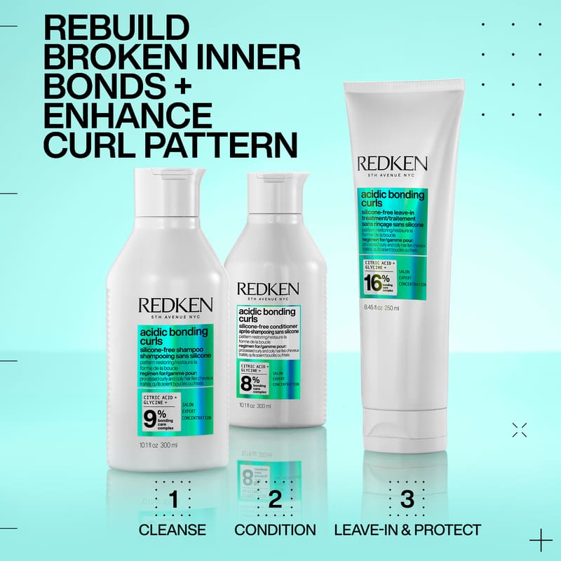 Redken Acidic Bonding Curls Shampoo | silicone-free | sulfate-free | removes build-up | gently cleanses curls | builds curly hair bonds | repairs curl strength | damaged and coloured hair | wavy, curly, and coily hair | defined curls | curly hair routine