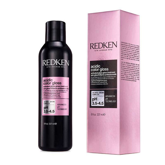 Redken Acidic Color Gloss Activated Glass Gloss Treatment | 5-minute hair glossing treatment | Seals in glass-like shine for up to 72 hours | pH-balanced formula | Provides sleek, frizz-controlled, hydrated, and healthy-looking hair | Ideal for maintaining vibrant color and luminous shine