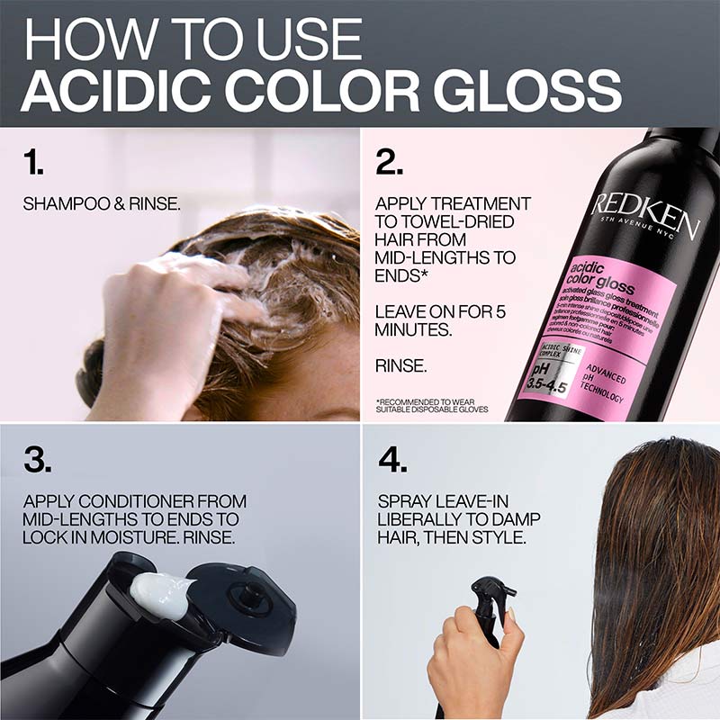 Redken Acidic Color Gloss Shampoo | Delivers glass-like shine | Acidic Shine Complex maintains color vibrancy