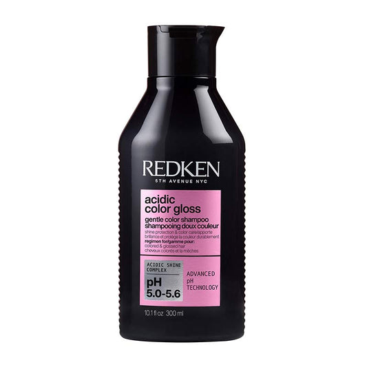 Redken Acidic Color Gloss Shampoo | Delivers glass-like shine | pH-balancing formula | Acidic Shine Complex maintains color vibrancy | Sulfate-free | Strengthens hair by sealing the cuticle | Long-lasting color protection | Infused with amino acids and vitamin E | Nourishes and hydrates hair for up to 72 hours | Ideal for vibrant, healthy-looking hair