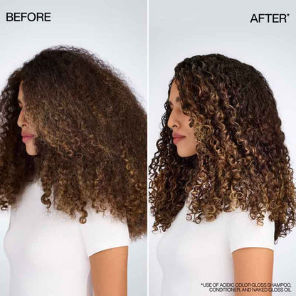 Redken Acidic Color Gloss Naked Gloss Lightweight Shine Hair Oil Before & After