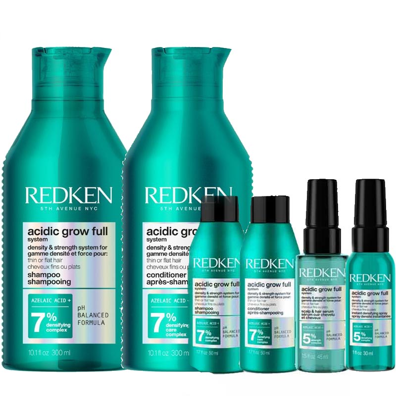 Redken Acidic Grow Full System Home & Away Bundle + FREE Serum & Densifying Spray