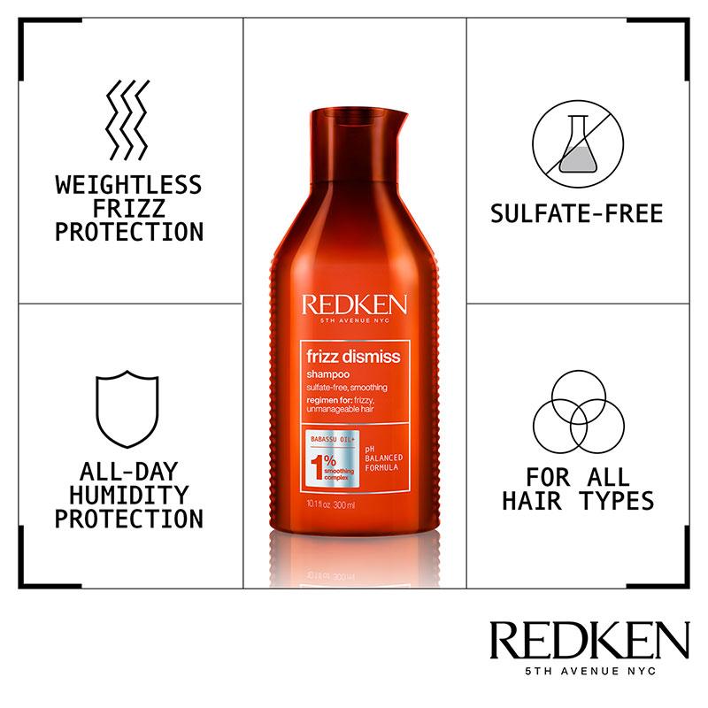 Redken Frizz Dismiss Shampoo | frizzy hair treatment | humidity protection shampoo  | sulfate free shampoo