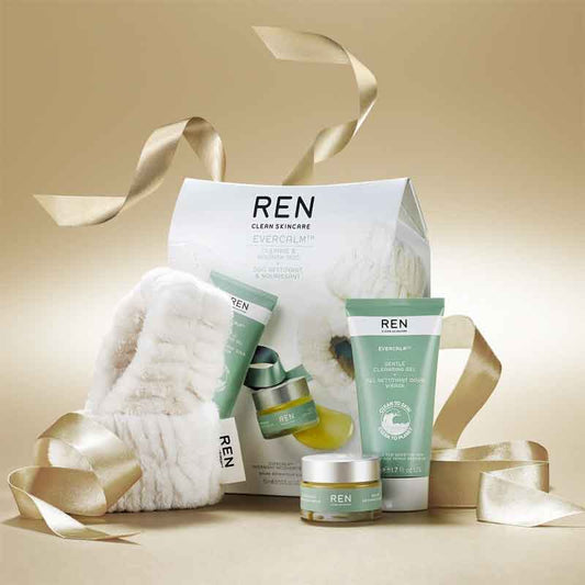 REN Evercalm Cleanse & Nourish Gift Set, face moisturiser, skincare gift