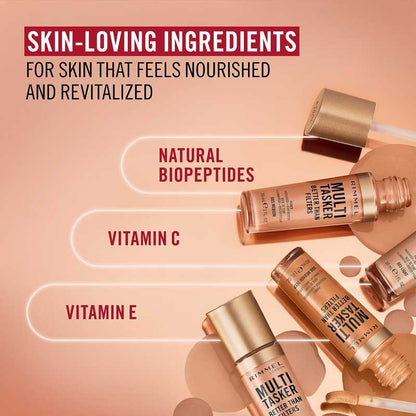 Rimmel London Multi-Tasker Better Than Filters | 3-in-1 primer, glow booster, highlighter | Skin-loving ingredients | Nourished | Revitalised | Natural Biopeptides | Vitamins C & E 