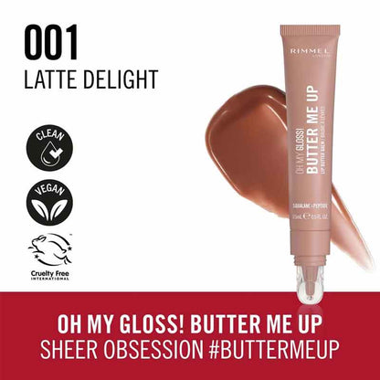 Rimmel London Oh My Gloss! Butter Me Up Lip Butter Balm 001 Latte Delight, glossy lip balm