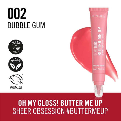 Rimmel London Oh My Gloss! Butter Me Up Lip Butter Balm 002 Bubble Gum, gloss pink lip balm, Rimmel lip balm