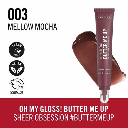 Rimmel London Oh My Gloss! Butter Me Up Lip Butter Balm 003 Mellow Mocha, dark lip,