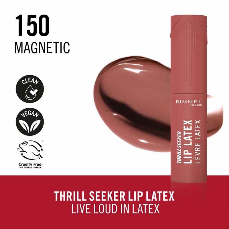Rimmel London Thrill Seeker Lip Latex Liquid Lipstick, 150 Magnetic, Rimmel lipstick