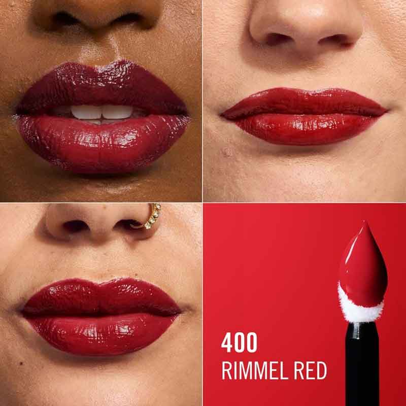 Rimmel London Thrill Seeker Lip Latex 400 Rimmel Red, red liquid lipstick