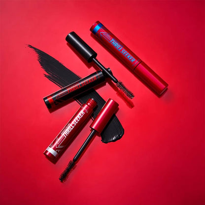 Rimmel London Thrill Seeker Mascaras | mascara | black | black brown | waterproof | pitch black | length | volume | fullness | viral | sensational 