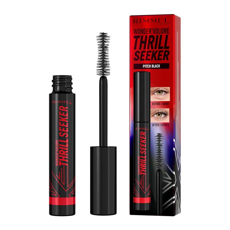 Rimmel London Wonder'Volume Thrill Seeker Mascara Pitch Black | New | pitch black | mascara | intense colour | viral | social media | length | volume | fullness 