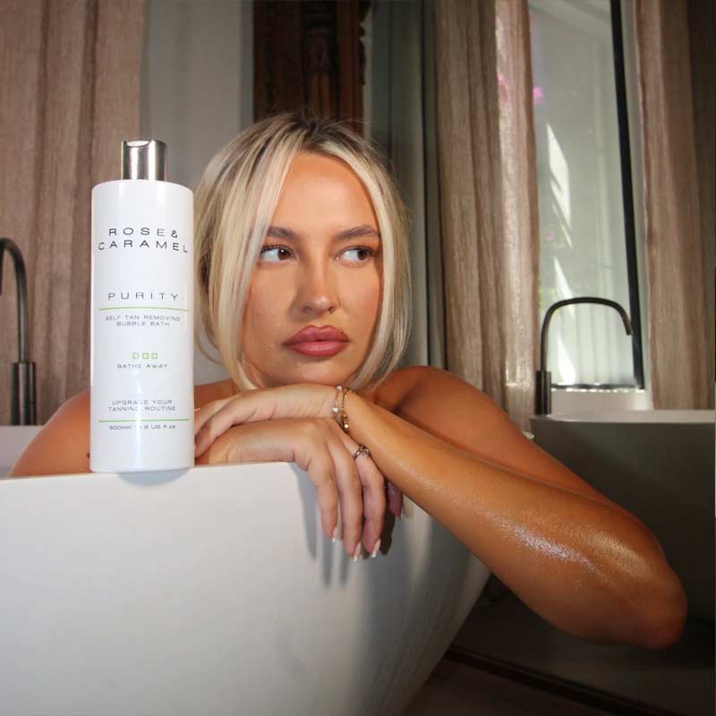 Rose & Caramel Purity Bathe Away Self Tan Removing Bubble Bath