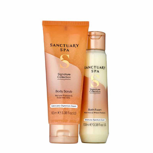 Sanctuary 25 Minutes To Glow Gift Set | body scrub and bath foam
