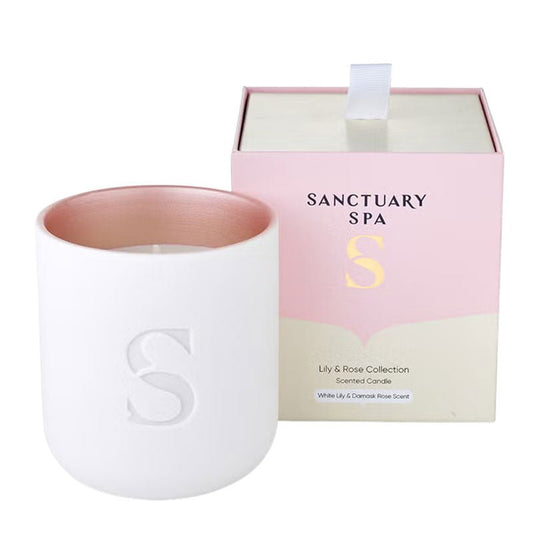 Sanctuary Lily & Rose Candle In Ceramic Jar With Gift Box