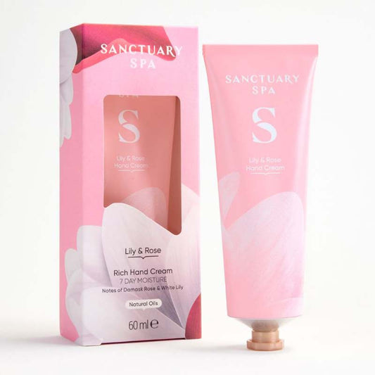 Sanctuary Lily & Rose Natural Oils Hand Cream White Background