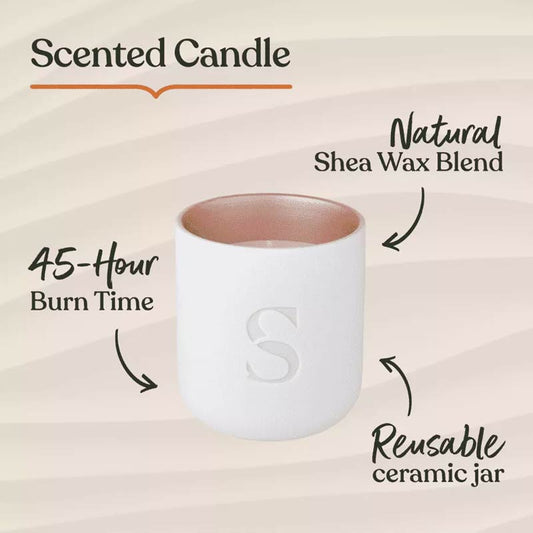 Sanctuary Rose Scented Candle In Ceramic Jar With 45 Hour Burn Time