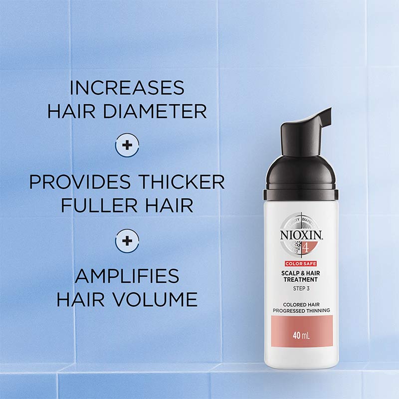 Nioxin | System 4 | Scalp & Hair | Treatment | thicker | stronger | leave in | fullness | coloured | thinning | damp hair | vitamins | botanicals | protective sunscreens | nourish | growth | professional quality 